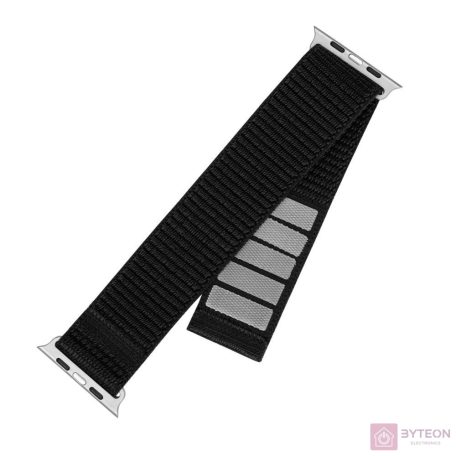 FIXED nylon sportos óraszíj Apple Watch 38/40/41mm-es okosórához, fekete, FIXNST2-436-BK