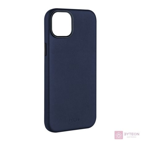 FIXED MagLeather valódi bőrtok, MagSafe támogatással iPhone 15 Plus-hoz, kék