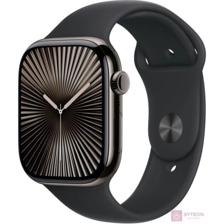 Apple Watch S10 Cellular 46mm Slate Titanium Case with Black Sport Band S/M