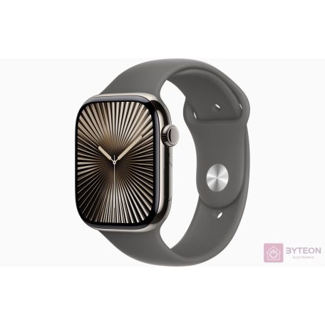 Apple Watch S10 Cellular 46mm Natural Titanium Case with Stone Grey Sport Band S/M