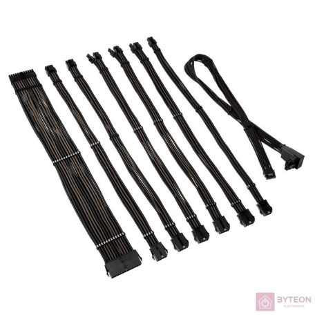 Kábel Kolink Core Pro fonott kábelhosszabbító kit 12V-2x6 Type 2 - Jet Black/Gunmetal Grey