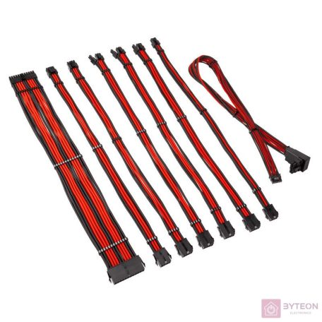Kábel Kolink Core Pro fonott kábelhosszabbító kit 12V-2x6 Type 2 - Jet Black/Racing Red