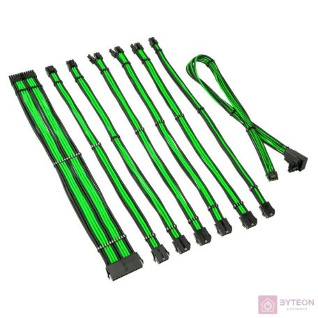 Kábel Kolink Core Pro fonott kábelhosszabbító kit 12V-2x6 Type 2 -  Venom Green