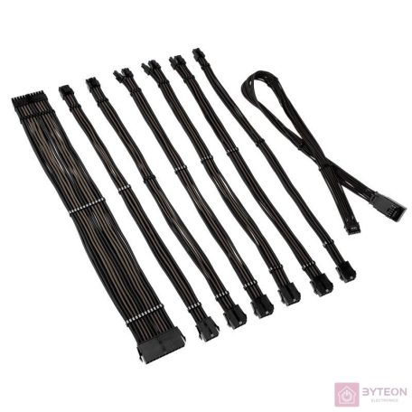 Kábel Kolink Core Pro fonott kábelhosszabbító kit 12V-2x6 Type 1 - Jet Black/Gunmetal Grey