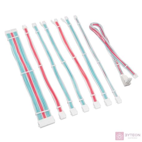 Kábel Kolink Core Pro fonott kábelhosszabbító kit 12V-2x6 Type 1 - Brilliant White/Neon Blue/Pure