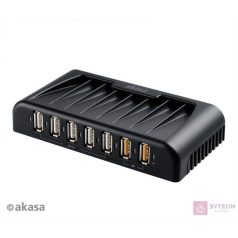   HUB USB Akasa 5x USB 2.0 + 2x USB 2.0 Fast Charging + hálózati adapter