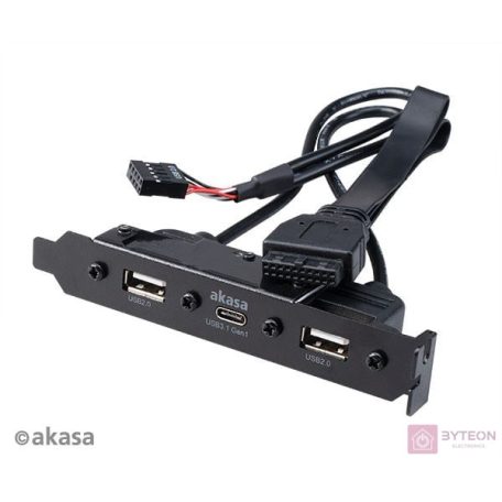 Számítógépház kiegészítő Akasa hátlapi kivezetés 1x USB3.1 TypeC + 2x USB2.0 Type A
