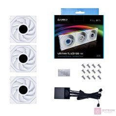   Ventilátor Lian Li UNI FAN TL LCD Series ventilátor 3db-os +vezérlő, 120mm, fehér