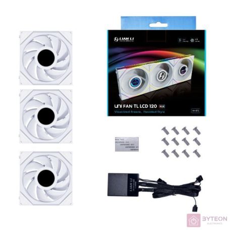 Ventilátor Lian Li UNI FAN TL LCD Series ventilátor 3db-os +vezérlő, 120mm, fehér
