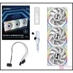   Ventilátor Lian Li UNI FAN SL Wireless LCD ARGB PWM - 120mm, fehér, 3db-os csomag
