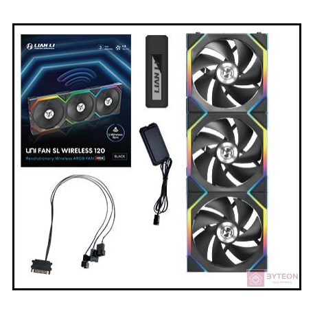 Ventilátor Lian Li UNI FAN SL Wireless ARGB PWM - 120mm, fekete, 3darabos csomag