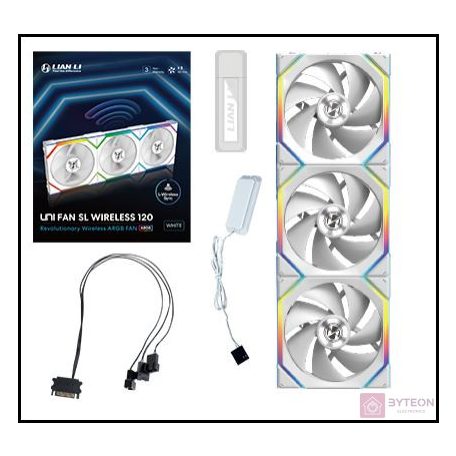 Ventilátor Lian Li UNI FAN SL Wireless ARGB PWM - 120mm, fehér , 3darabos csomag