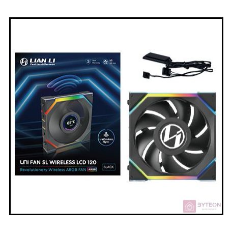 Ventilátor Lian Li UNI FAN SL Wireless LCD ARGB PWM - 120mm, fekete