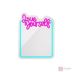   FOREVER LIGHT Neon világító LED tükör, LOVE YOURSELF, USB, be / ki kapcsoló, időzítő, 2 m kábel, 2év garancia