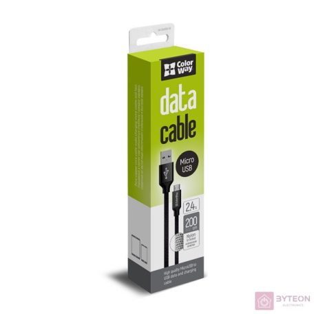 COLORWAY Kábel, Cable USB MicroUSB 2m 2.4A black (CW-CBUM009-BK)