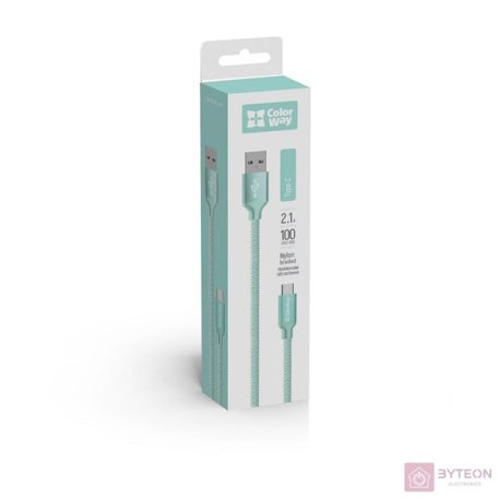 COLORWAY Kábel, USB Type-C 1m 2.1A menta (CW-CBUC003-MT)
