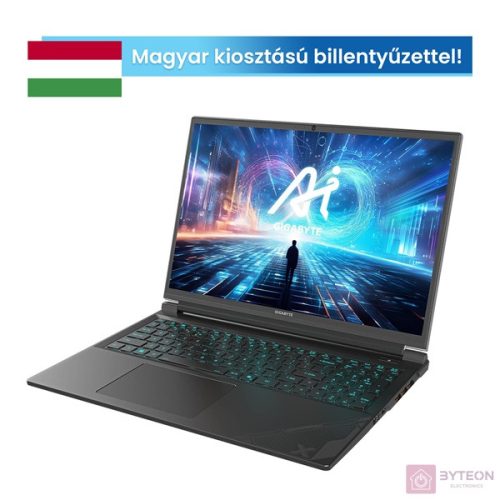 GIGABYTE G6X 9KG 16" WUXGA (165Hz), Intel Core i7-13650HX (14C/4.9Ghz), 16GB, 1TB SSD, RTX 4060, Magyar billentyű