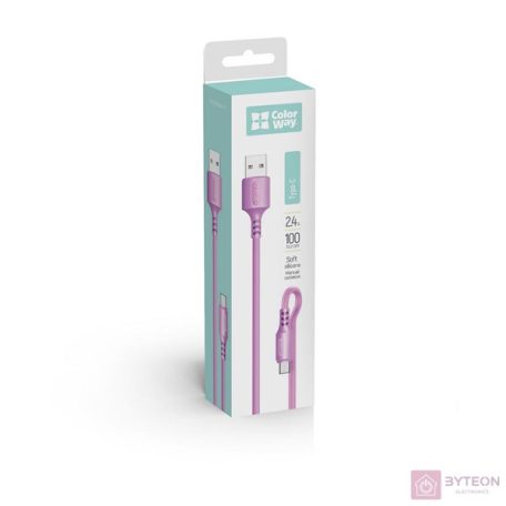 COLORWAY Kábel, USB to Type-C cable (soft silicone) 2.4A 1m lila (CW-CBUC044-PU)