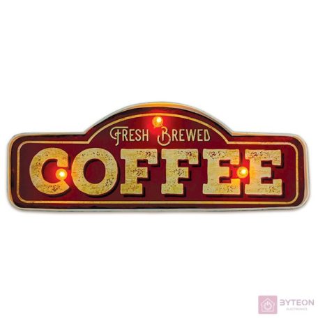 FOREVER LIGHT RETRO metál LED dekorációs lámpa COFFEE, USB, 5V, falra akasztható
