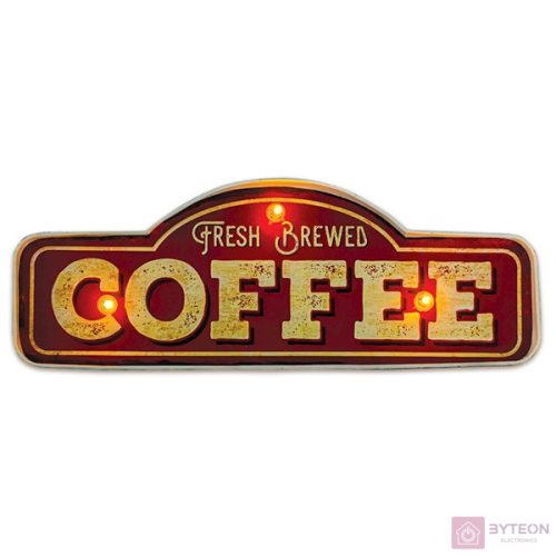 FOREVER LIGHT RETRO metál LED dekorációs lámpa COFFEE, USB, 5V, falra akasztható