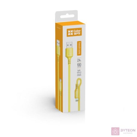 COLORWAY Kábel, USB - Apple Lightning (soft silicone) 2.4A 1m sárga (CW-CBUL043-Y)