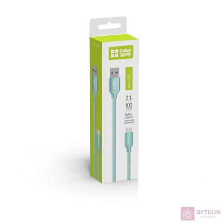 COLORWAY Kábel, USB MicroUSB 1m 2.1A mint (CW-CBUM002-MT)