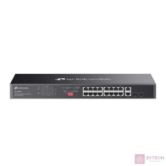  TP-LINK Switch 16x1000Mbps (POE+) + 2xGigabit SFP Fémházas Rackes, DS1018GMP