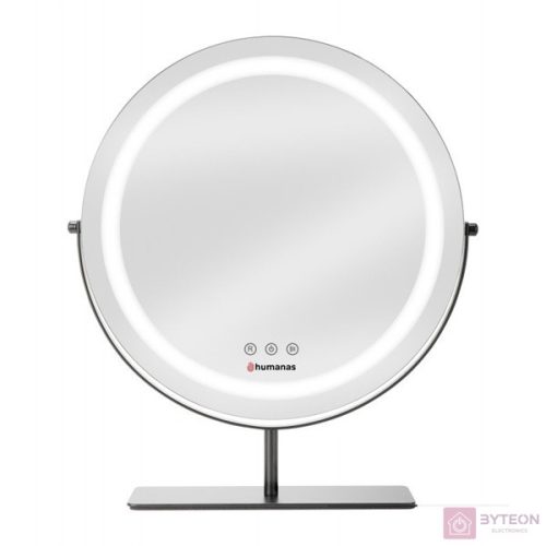 HUMANAS HM Scarlet LED fém sminktükör, 360° elforgatható,  integrált érintő gombok, 3 színhőmérséklet,