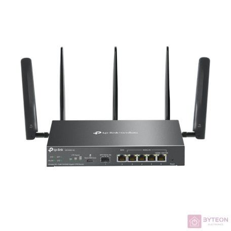 TP-LINK Vezetékes Omada AX3000 VPN Router 1xWAN(1000Mbps) + 4xLAN(1000Mbps) + 1xSFP + 1xSIM, ER706W-4G