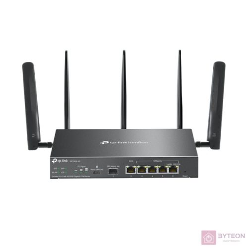 TP-LINK Vezetékes Omada AX3000 VPN Router 1xWAN(1000Mbps) + 4xLAN(1000Mbps) + 1xSFP + 1xSIM, ER706W-4G