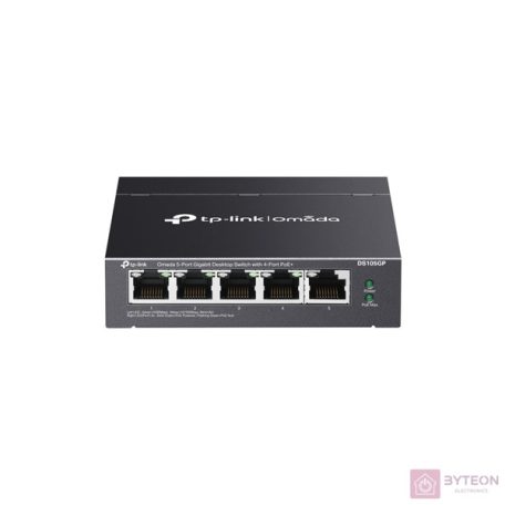 TP-LINK Switch 5x1000Mbps(4xPOE) Fémházas (Omada), DS105GP
