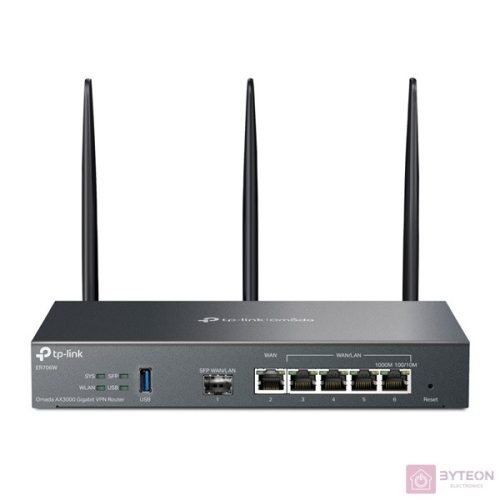 TP-LINK Vezetékes Omada AX3000 VPN Router 1xWAN(1000Mbps) + 4xLAN(1000Mbps) + 1xSFP + 1xUSB3.0, ER706W