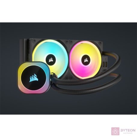 CORSAIR CPU hűtő iCUE LINK H100i RGB AIO (vízhűtés), 2 Ventilátorots, LGA1700 támogatással, fekete