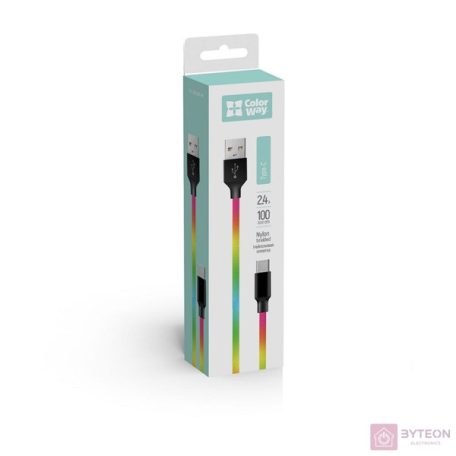 COLORWAY Kábel, USB Type-C (multicolor) 2.4A 1m (CW-CBUC018-MC)