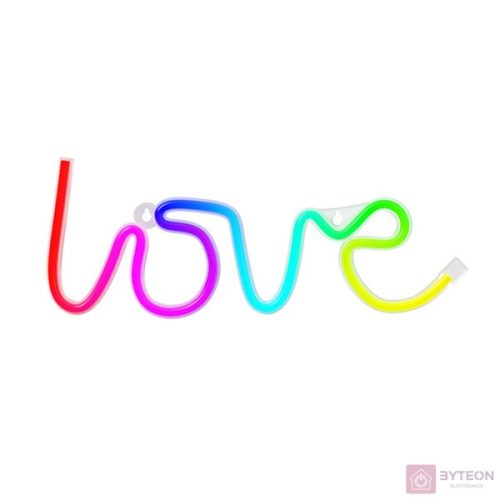 FOREVER LIGHT Neon LED dekorációs RGB lámpa LOVE, USB, távirányító, MUSIC SYNC, szabályozható, TIMER