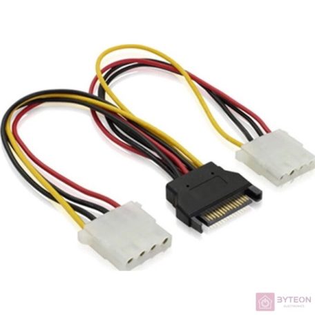 BLACKBIRD Tápkábel Molex 4 pin male to SATA 15 pin female + 4 pin female
