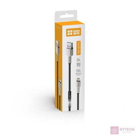 COLORWAY Kábel, USB - Apple Lightning (head metal) 2.4A 1m black (CW-CBUL046-BK)