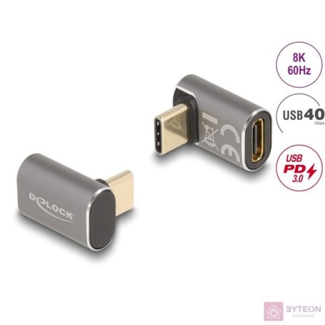 Delock USB-adapter 40 Gb/s USB Type-C PD 3.0 100 W 8K 60 Hz szürke