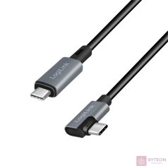   Logilink USB 2.0 Type-C kábel, C/M 90 fok - USB-C/M, E-jel, PD, fekete, 3 m