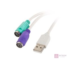 LANBERG USB-A(M) 2.0-2X PS/2 ADAPTER FEHÉR