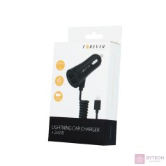 Forever Autós tölto iPhone-hoz 8-PIN+ 2xUSB, fekete