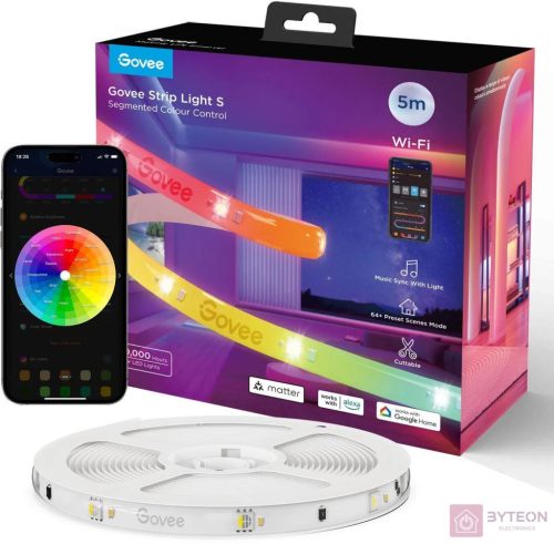 Govee RGBIC Wi-Fi + Bluetooth LED szalagfények védőbevonattal (5M)