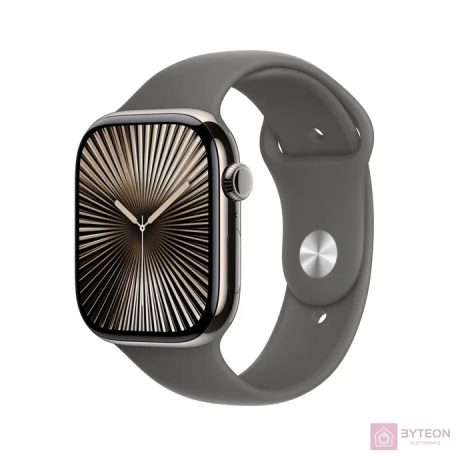 Apple Watch S10 LTE 42mm (Titán, Natúr, Gumi sportszíj - kőszürke M/L)
