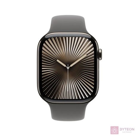 Apple Watch S10 LTE 42mm (Titán, Natúr, Gumi sportszíj - kőszürke M/L)