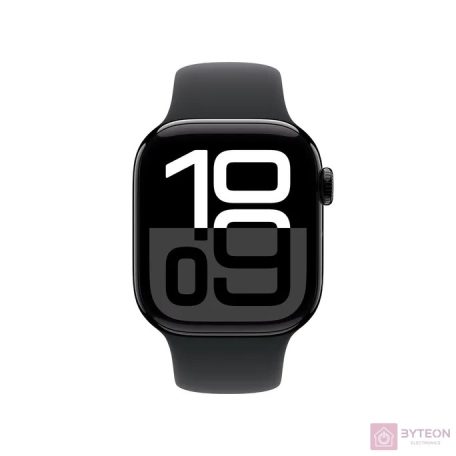 Apple Watch S10 LTE 46mm (Alu, Kozmoszfekete, Gumi sportszíj - fekete M/L)