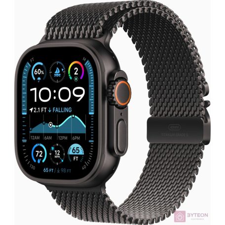 Apple Watch Ultra 2 (Titán, Fekete, Titán milánói szíj - fekete M)