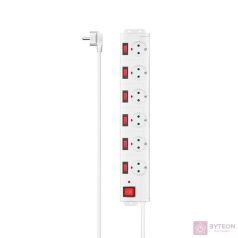   Hama 00223159 Steckdosenleiste, 6-fach, Überspannungsschutz, Schalter, 1,4 m, Weiß einzeln schaltbar