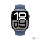 Apple Watch S10 LTE 46mm (Alu, Ezüst, Gumi sportszíj - farmerkék S/M)
