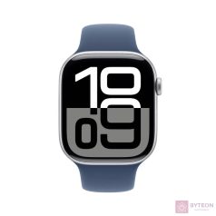   Apple Watch S10 LTE 46mm (Alu, Ezüst, Gumi sportszíj - farmerkék S/M)