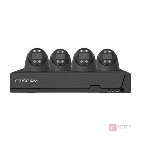 Foscam FN9108E-T4-2T Überwachungsset mit 4 Überwachungskameras schwarz